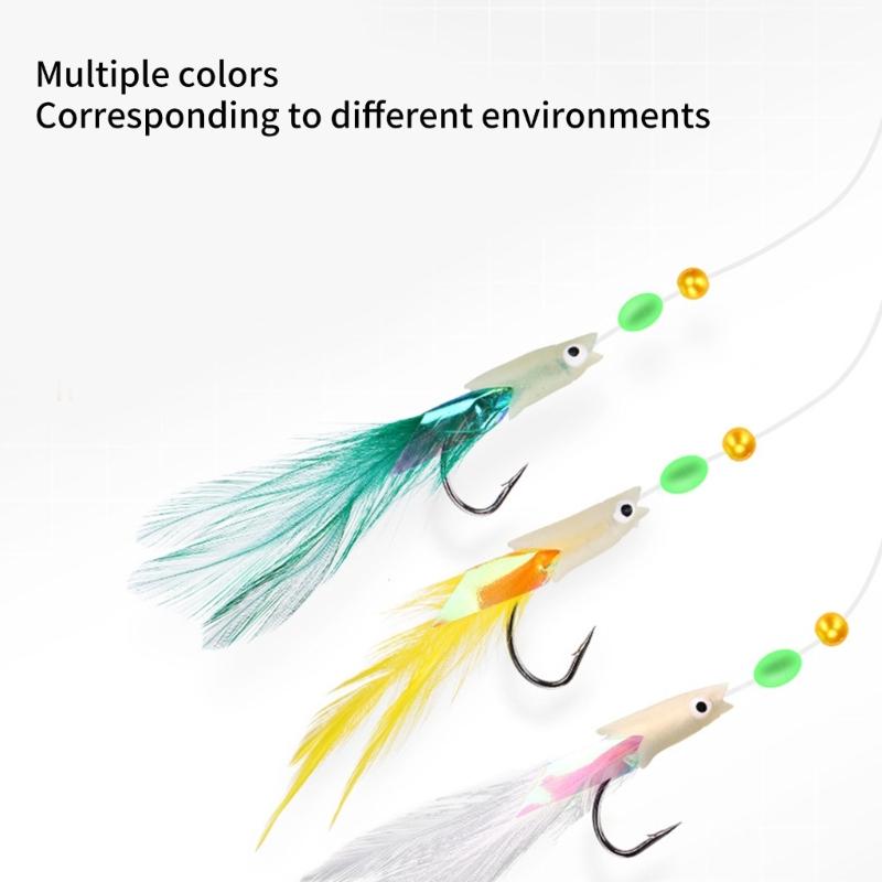 Glow Fish String Hook Fishing Baits Hook for Saltwater Sabiki Rig with Glow Beads Fishing Baits Lures Rig
