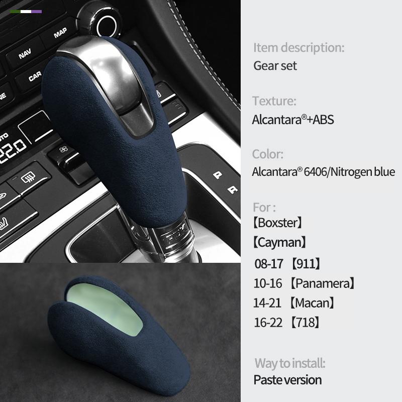 Alcantara Suede Car Gear Lever Shift Protection Cover For Porsche Boxster Cayman Panamera Macan 911 718 Shift Sleeve Accessories