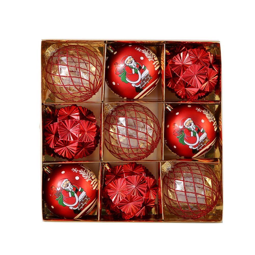 9PCS/Box Colorful Christmas Tree Pendant 8cm Electroplated Ball Christmas Ball Party