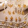 Bohemian Vacation Freshwater Pearl Marine Life Pendant Necklace Gold Plated Fashion Jewelry Women