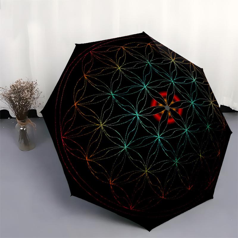Sacred Geometry Mandala: Spiritual Balance & Harmony DecorUmbrella, Portable 3-Fold Umbrella for Men & Women,Christmas Gift ES71