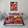 3Pcs Majestic Phoenix Under Full Moon Duvet Cover Set With 3D Printing Design Soft Polyester Bedding Set All-Season Comfort