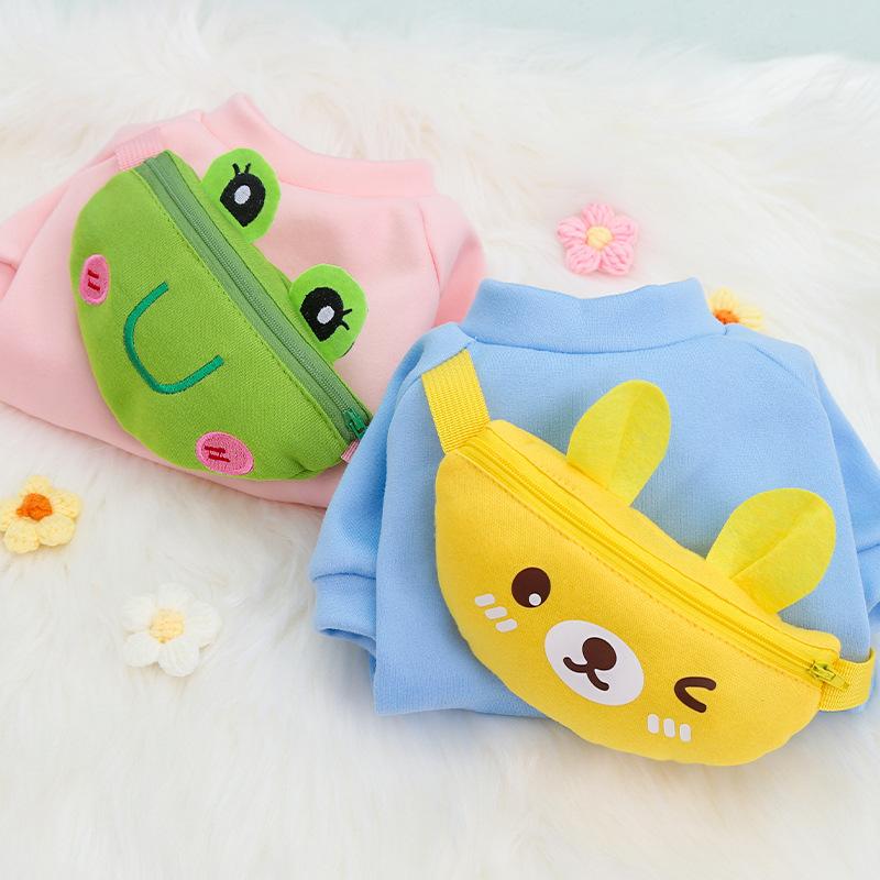 Dog cat zipper cute cat clothes pet supplies autumn and winter frog warmth than bear fighting dog backpack clothes