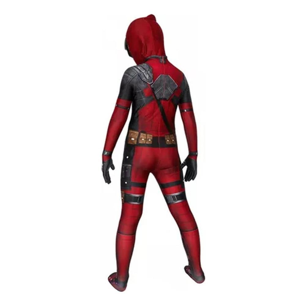 Kids Deadpool Costume Cosplay Set Bodysuit with Mask Halloween Theme Party Role Play 110cm