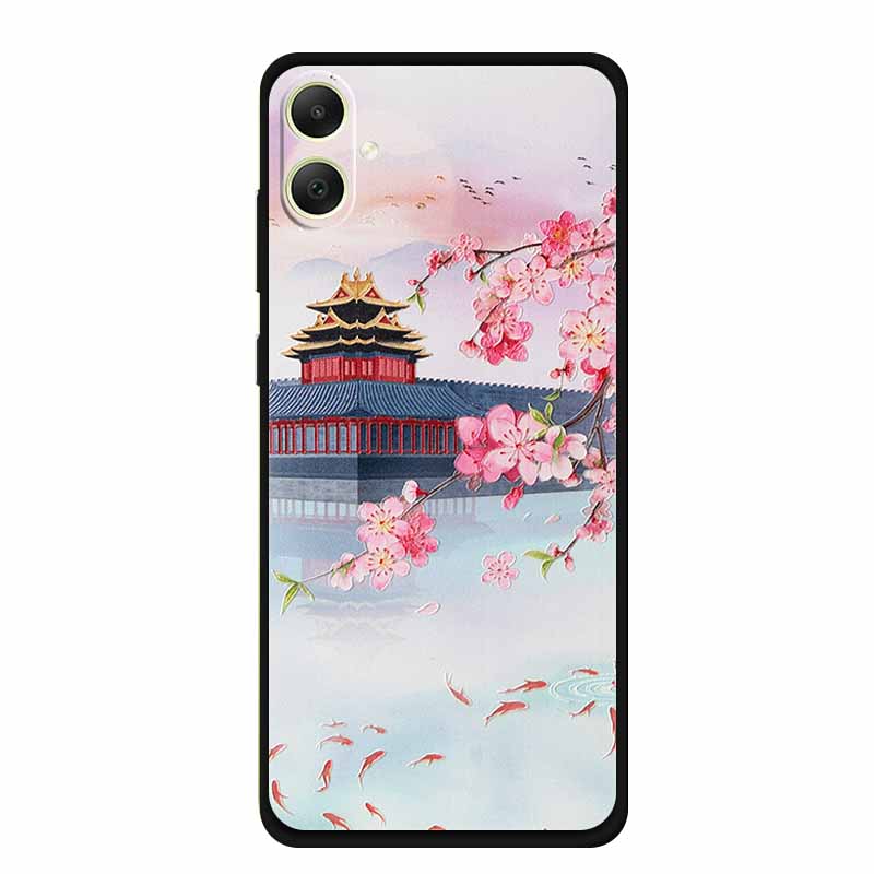 3D Emboss Case For Samsung Galaxy A06 M06 F06 A05 M05 F05 Phone Case A 06 M 05 Flower Black Silicone Soft Back Cover Coque Funda