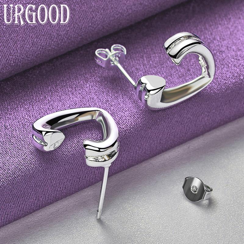 925 Sterling Silver Heart Shaped Earrings Gift Fashion Jewelry