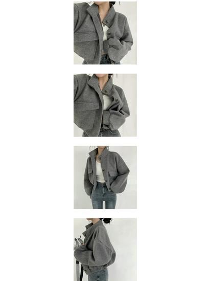 Trendy Korean Stand-Up Collar Woolen Coat: Autumn/Winter Loose Fit for Women