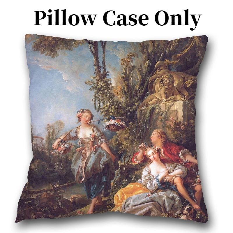 Oil Throw Painting Pillow Case Linen Suede Soft Cushion Cover Decoration Room