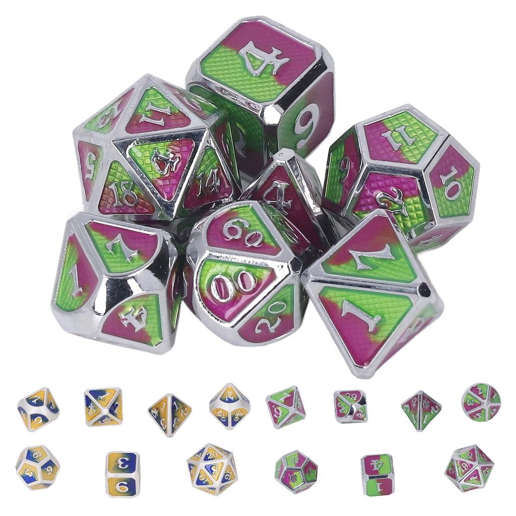 7pcs Metal Polyhedral Dice Alloy Diffferent Shapes Long Lasting Polyhedral Dice Set for Party Game