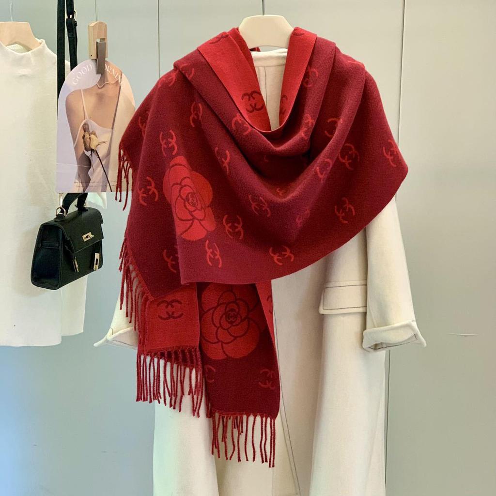 Women's Double-Sided Faux Cashmere Tassel Shawl - Warm, Thick High-End Autumn & Winter Scarf