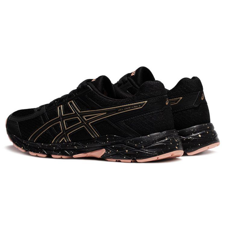 Asics Gel-Contend 4 Breathable Fashion Fabric Synthetic Leather Low-Top Casual Running Shoes Women sneaker Black Gold Pink T8D9Q-011