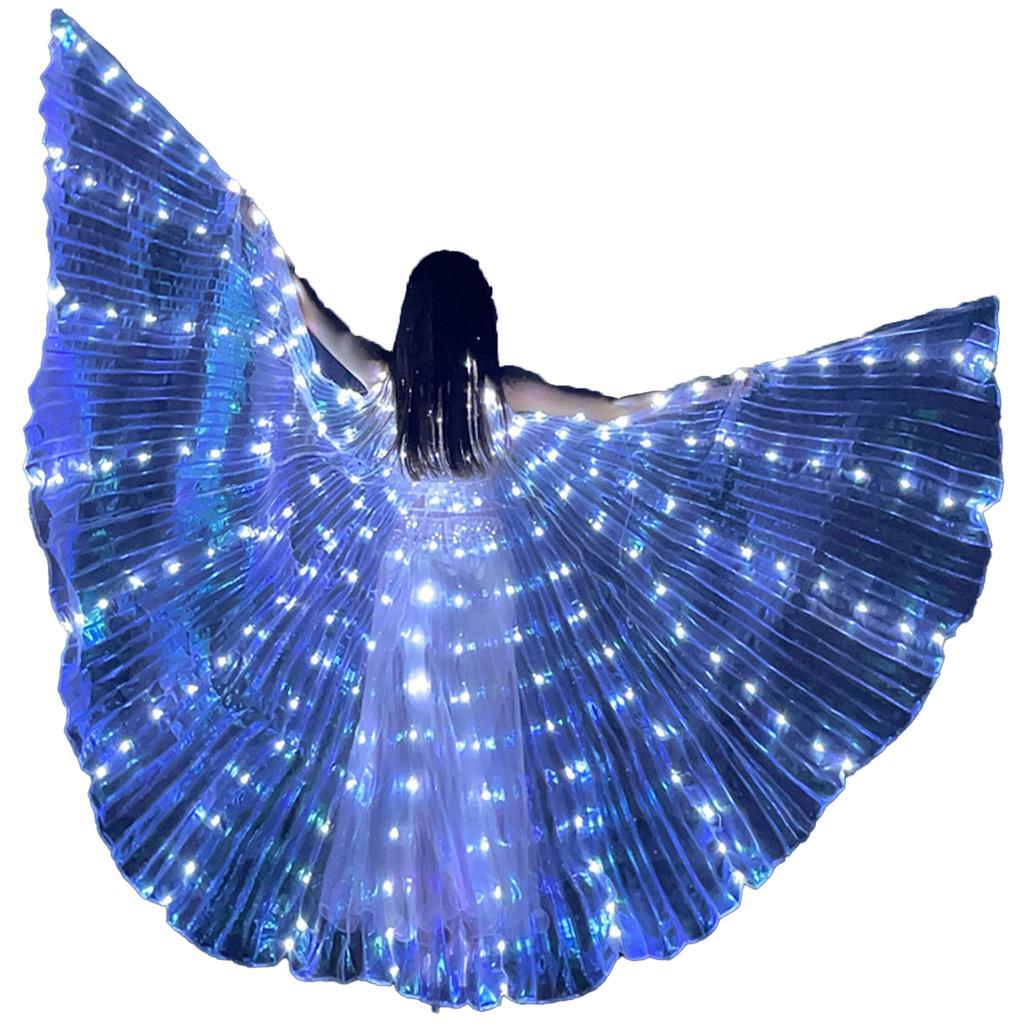 LED Isis Wings, Belly Dance Wings, Light Up White LED Butterfly Wings, Glow Angel Dance Adults Child Performance Clothing
