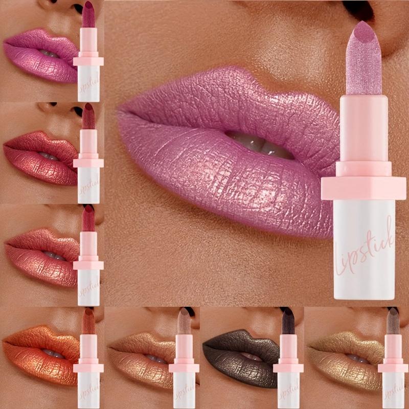 Rossetto perlato metallizzato, smalto per labbra scintillante e materiale di alta qualità, rossetto e smalto per labbra lucido e perlato a lunga tenuta, resistente all'acqua e al sudore