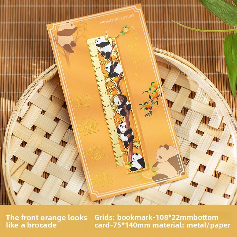Retro Hollow Metal Panda Bookmark Chinese Style Book Clip Pagination Mark Book Holder Ruler Multifunction School Office Supplies