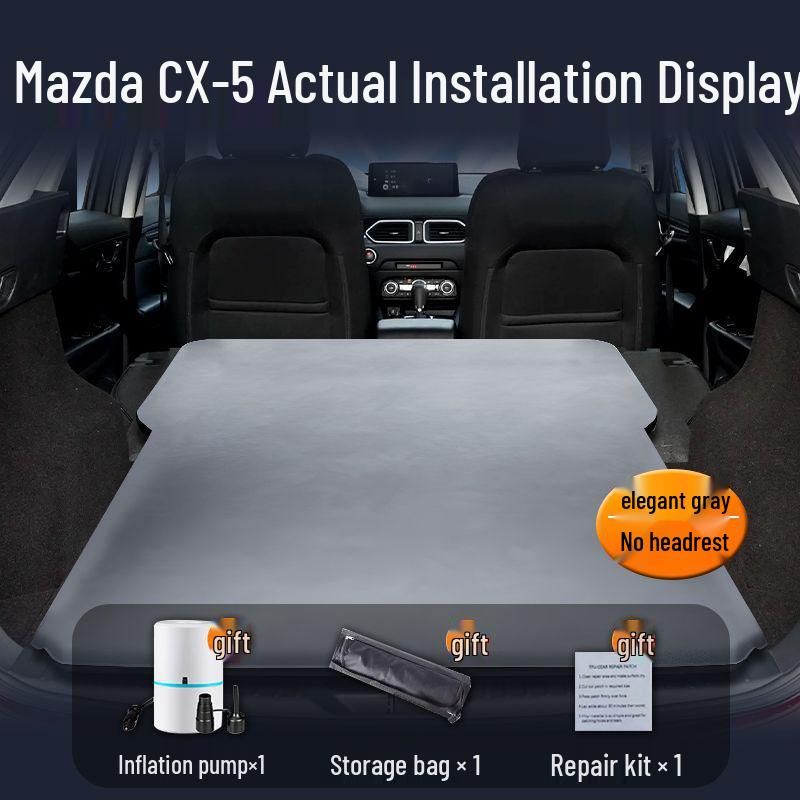 Materac do bagażnika Mazda CX5: Automatyczna nadmuchiwana mata do spania na tylne siedzenie - Niezbędny materac powietrzny do biwakowania w samochodzie. gray
