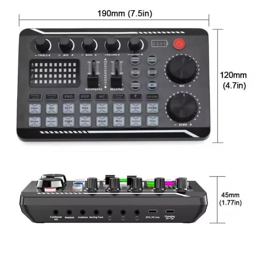 zmart Live Sound Card, Audio Interface, DJ Mixer Effects, Voice Changer, Bluetooth Compatible Mixer for Live Streaming and Singing, Sound Card, Audio