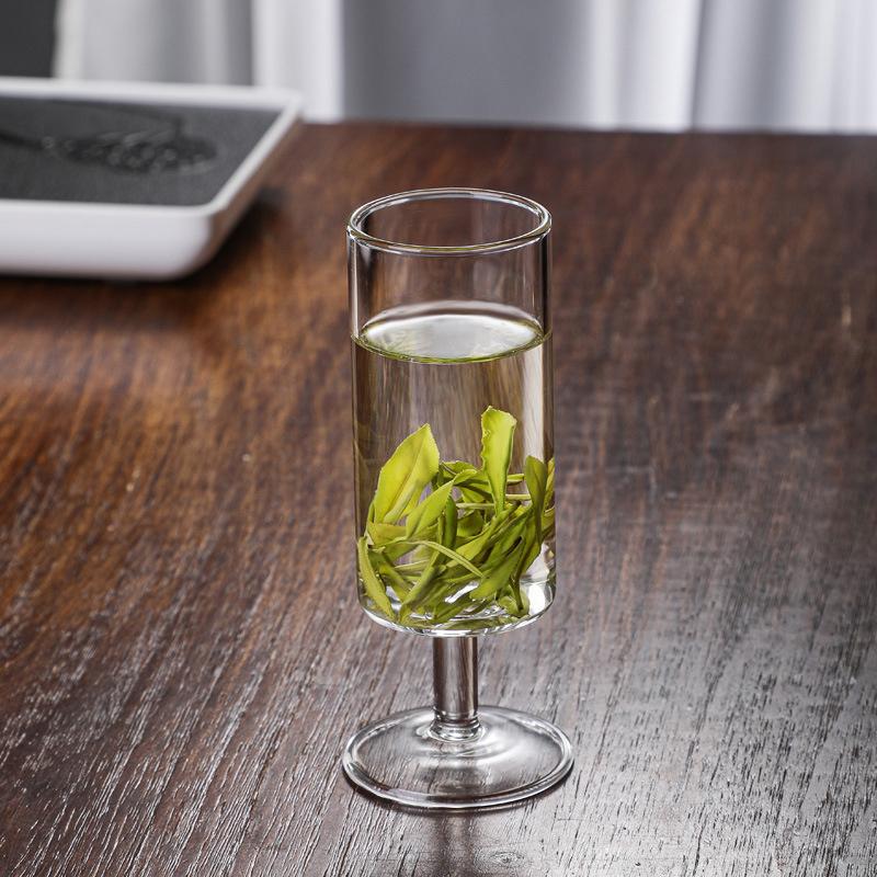 Small Capacity 110ml 130ml Goblet Design Heat-resistant Glass Green Tea Cup Wine Cocktail Glass Champagne Flute Cup Drinkware