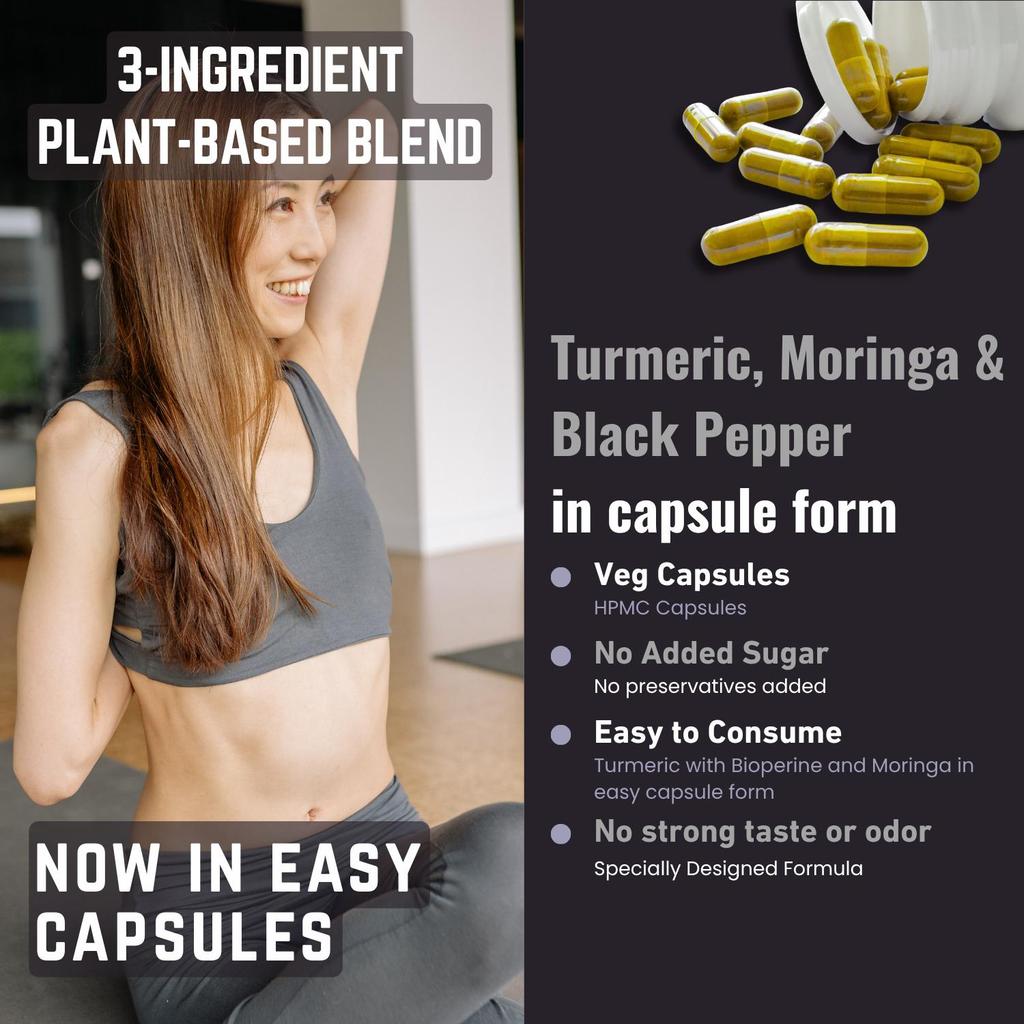 Heroot Kapsułki Kurkuma Moringa i Czarny Pieprz | Mieszanka Ziołowa | 1100mg