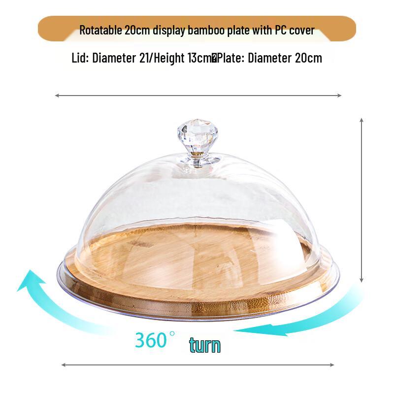 Nordic Bamboo Wood Cake Stand with PC Dome