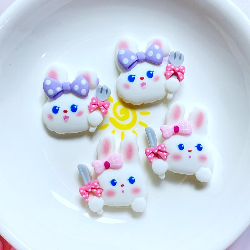 10Pcs New Cute Mini Bear /Rabbit /Cloud  Flat Back Resin Cabochons Scrapbooking DIY Jewelry Craft Decoration Accessories