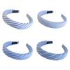 Contemporary Hairband Blue Striped Design Cushioned Fabric Headwear Hair Accessories For Daily Use Hair Styling