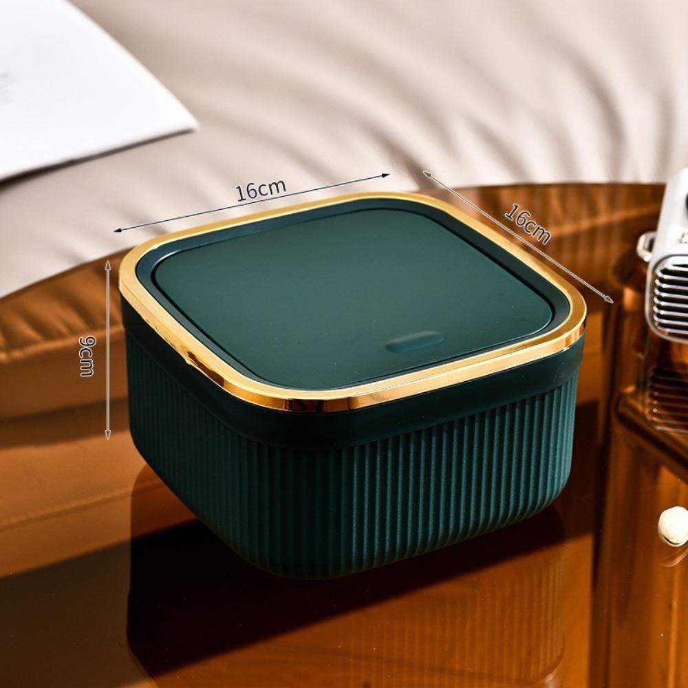 Press Type Mini Trash Can Quiet Close Desk Storage Box Durable Desktop Bin  Home