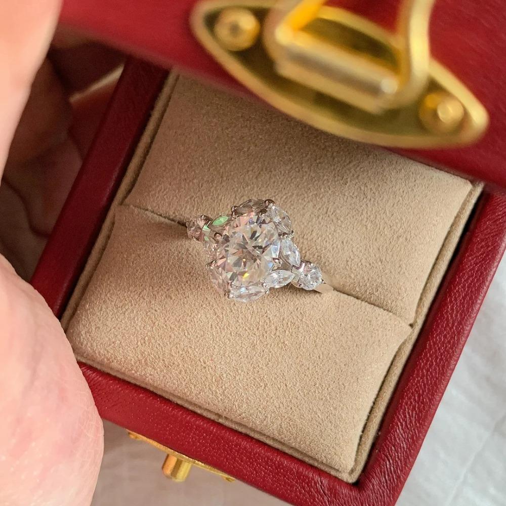 Open Ring Fashion Marquise Cut Simulated Moissanite High Carbon Diamond Ring for Women