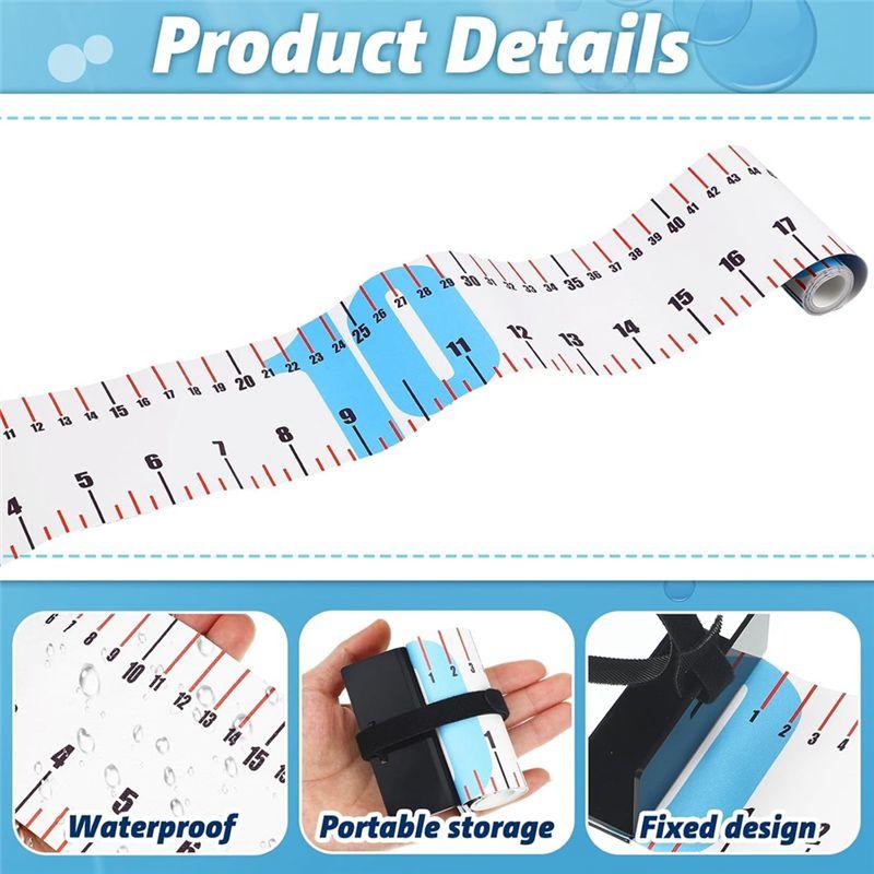 ABWR-2Pcs 47Inch Fishing Ruler Fishing Measuring Tape Tool For Boat Waterproof Portable Roll Up Folding Ruler With Bump Board