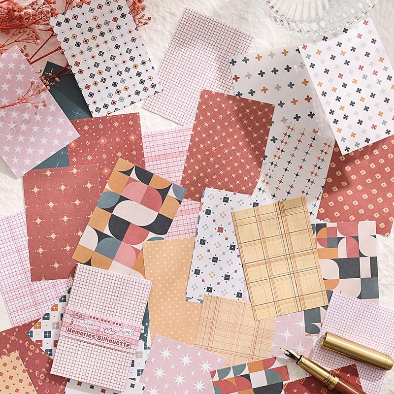 50pcs Vintage Paper Multi Style Deco Retro Stationery Supplies Writing Paper Junk Journal Label Scrapbooking Material Supplies