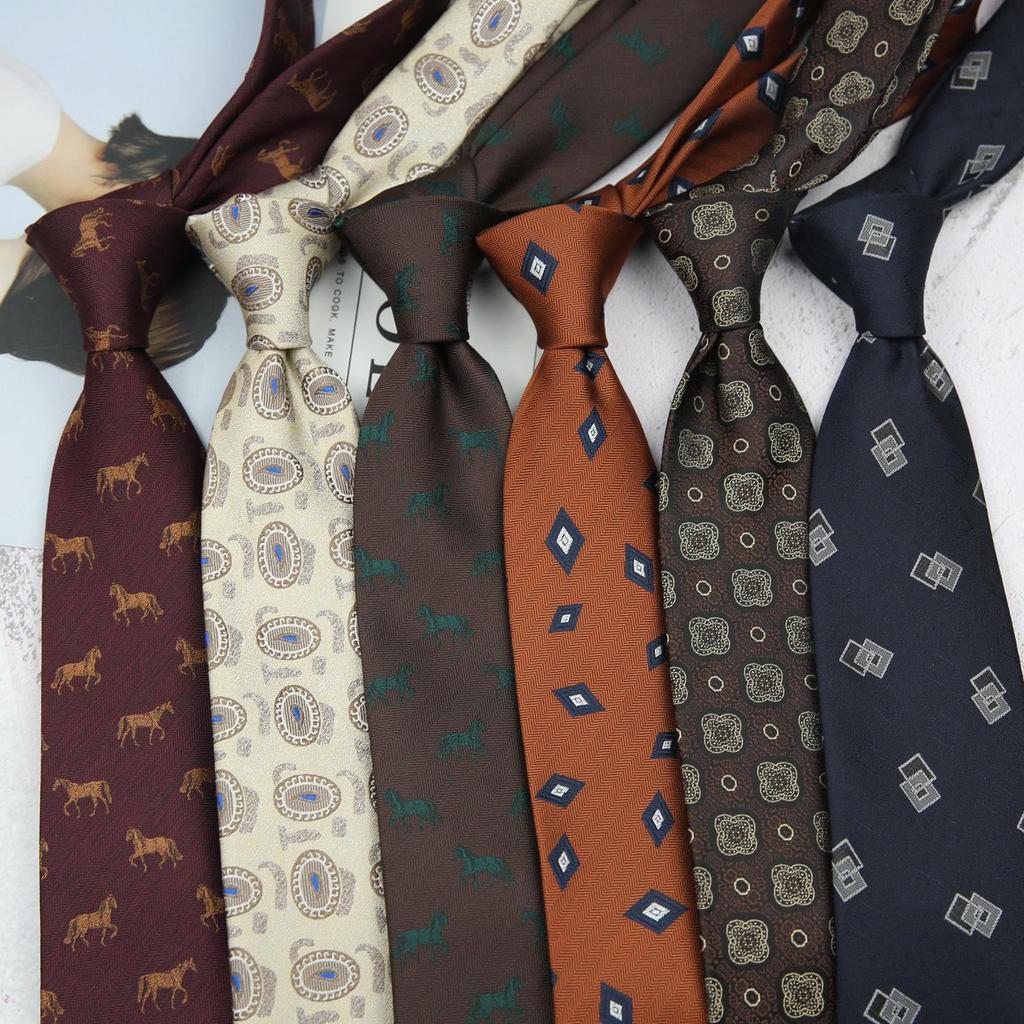Retro Polka Dot and Stripe Men's Tie - 8cm Business Casual Korean Style Fashion Accessory