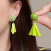 Exquisite Versatile Pierced Earrings Cute Smart Green Geometric Pendant Small Fresh Sweet Girly Ladies Dangle Jewelry