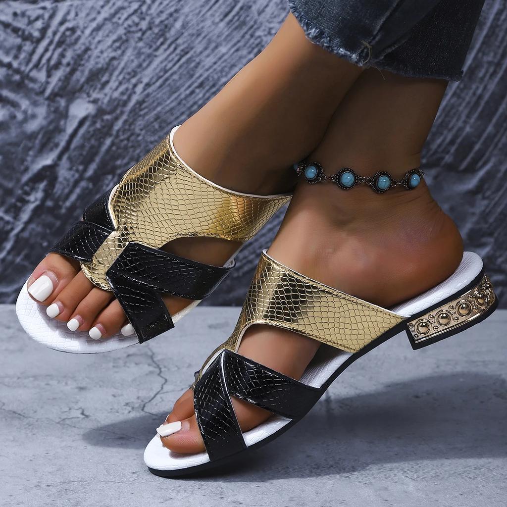 Modische Sportslipper mit runder Spitze und Fischmaul für Damen Sommer Bequeme und elegante Sandalen mit mittlerem Absatz für Damen