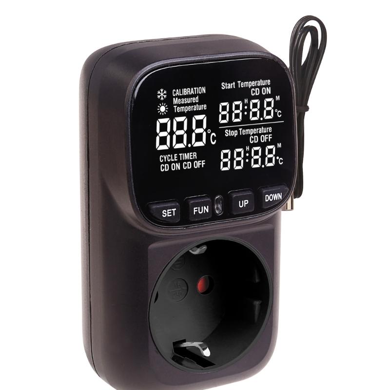 Temperature Controlled Electrical Outlet with Visible Display & Timer Energy Saving Wall Socket for Animal Habitats