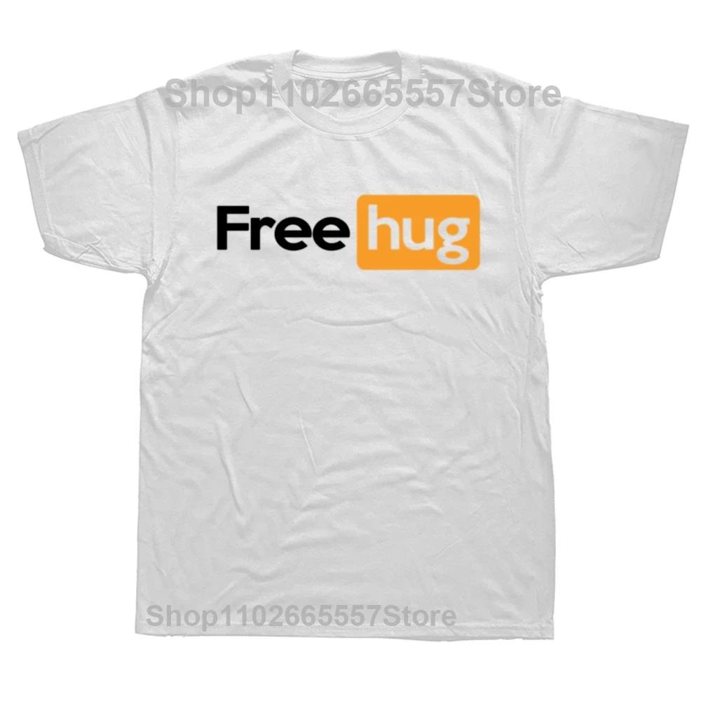 Free Hugs And Maybe A Kiss Graphic Print Tops Men Oversized New Funny T-shirt Summer Hip Hop Short Sleeve Crewneck T Shirts