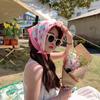 Cotton Flower Printed Headscarf Sweat-absorption Square Hijab Scarf Fashion Spring Silk Scarf  Gift