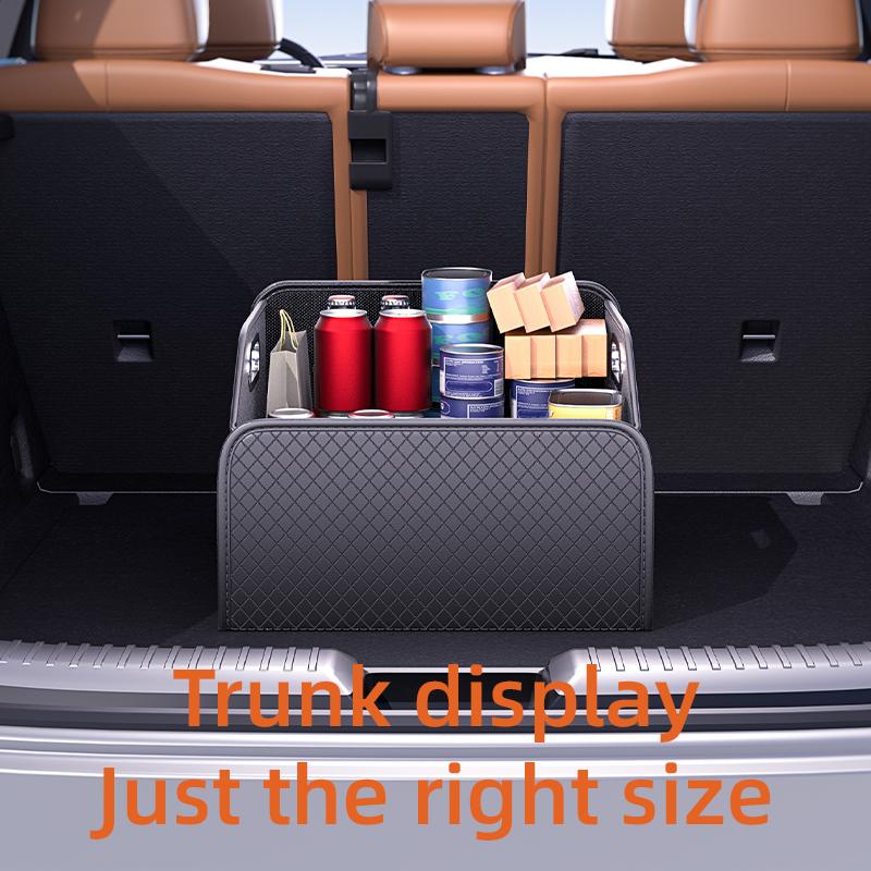 Car Trunk Organizer Storage Box PU Leather Vehicle Folding Collapsible Cargo Boot Organiser Box For SUV MPV Auto Seat Back Box