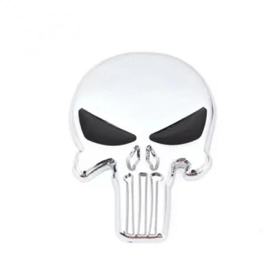 1PC 3D Metal Punisher Skull Skeleton Head Emblem Sticker Modified Scratch Fuel Tank Sticker Decoration Car Accessories