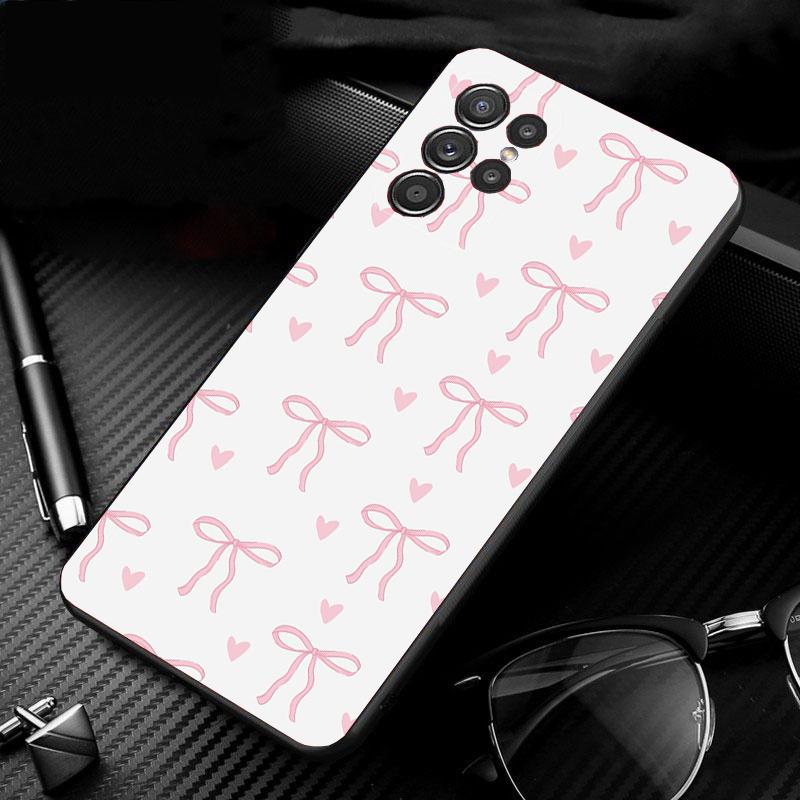 Phone Case For Samsung Galaxy S26 S25 S24 S23 S22 Ultra S23 S22 S25 Plus S24FE S23FE S26Edge Cute Pink Heart Bow