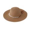 Beach Hat with Imitation Pearl Accents Full Face Sun Protection Flat Top Large Brim UV Blocking Summer Straw Hat