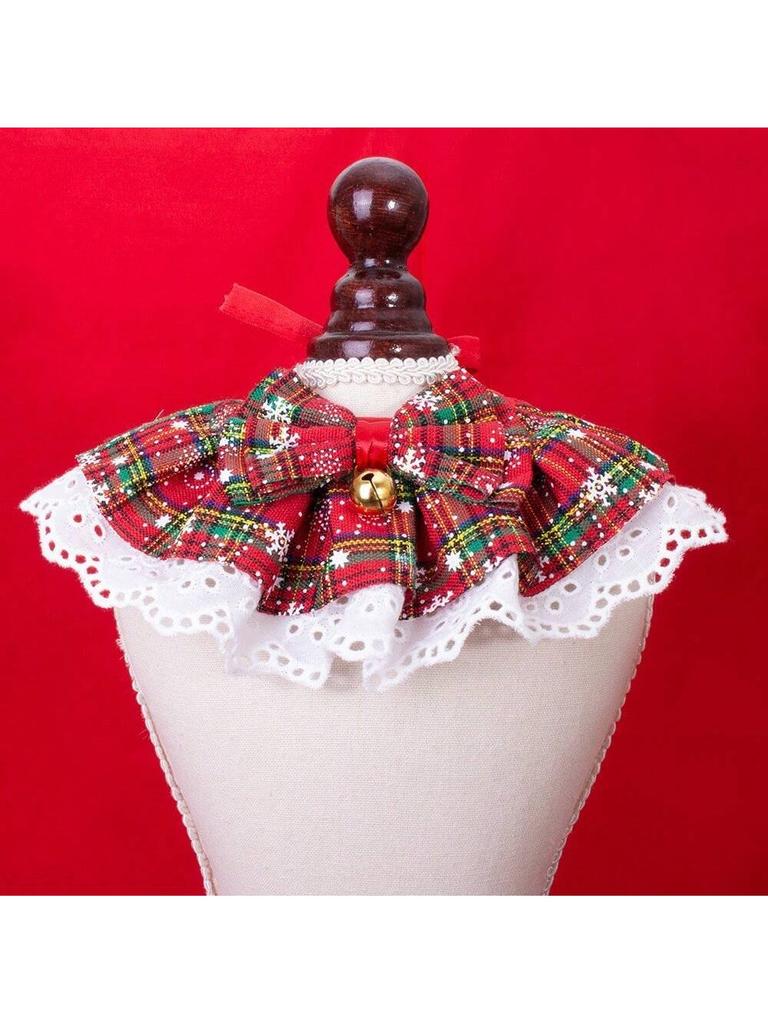 Entzückerliches weihnachtliches Karohundehalsband mit Spitzenrand Vierfarbiges Haustier-Schal-Handtuch Handtuch für Hunde