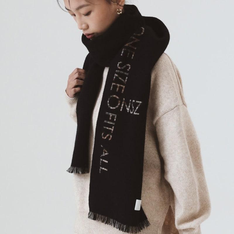 ONSZ Wool Cashmere Check Solid Double-Sided Muffler