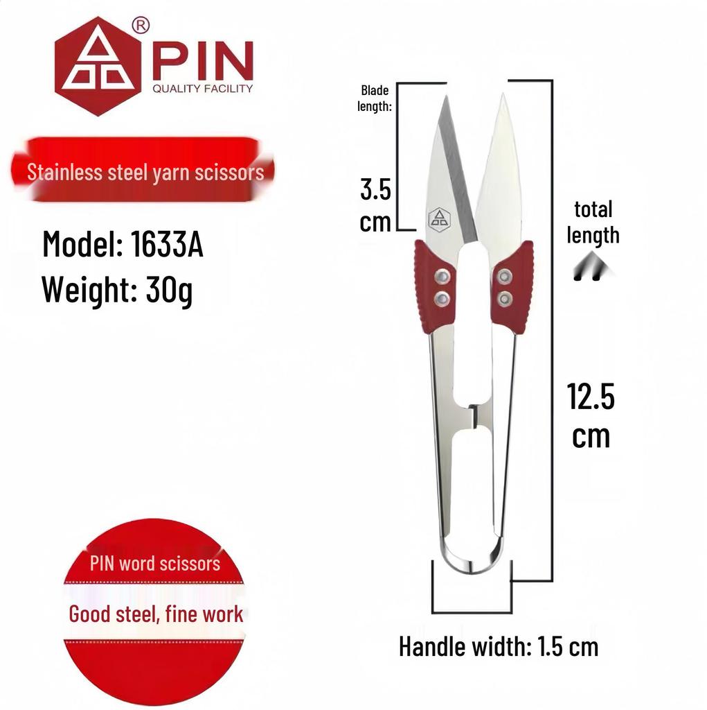 Daikichi U-Shaped Spring Scissors - Stainless Steel, Three-Hole, Small for Thread and Embroidery