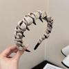 Pleated Fabric Headband for Women 1Pcs Non Slip Toothed Hair Band with Rhinestones Elegant Accessory for Daily Wear