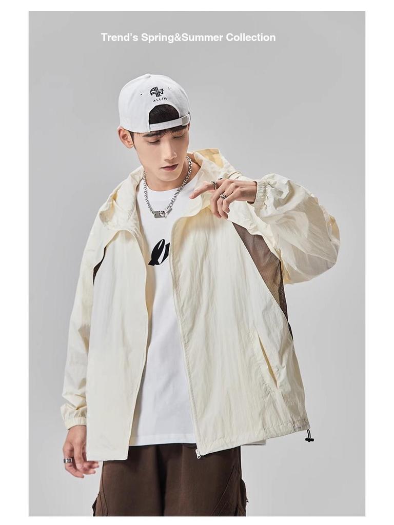 GURBAKS Men's Ice Silk UV Protection Hooded Jacket - Lightweight, Breathable, Summer Sun Protection