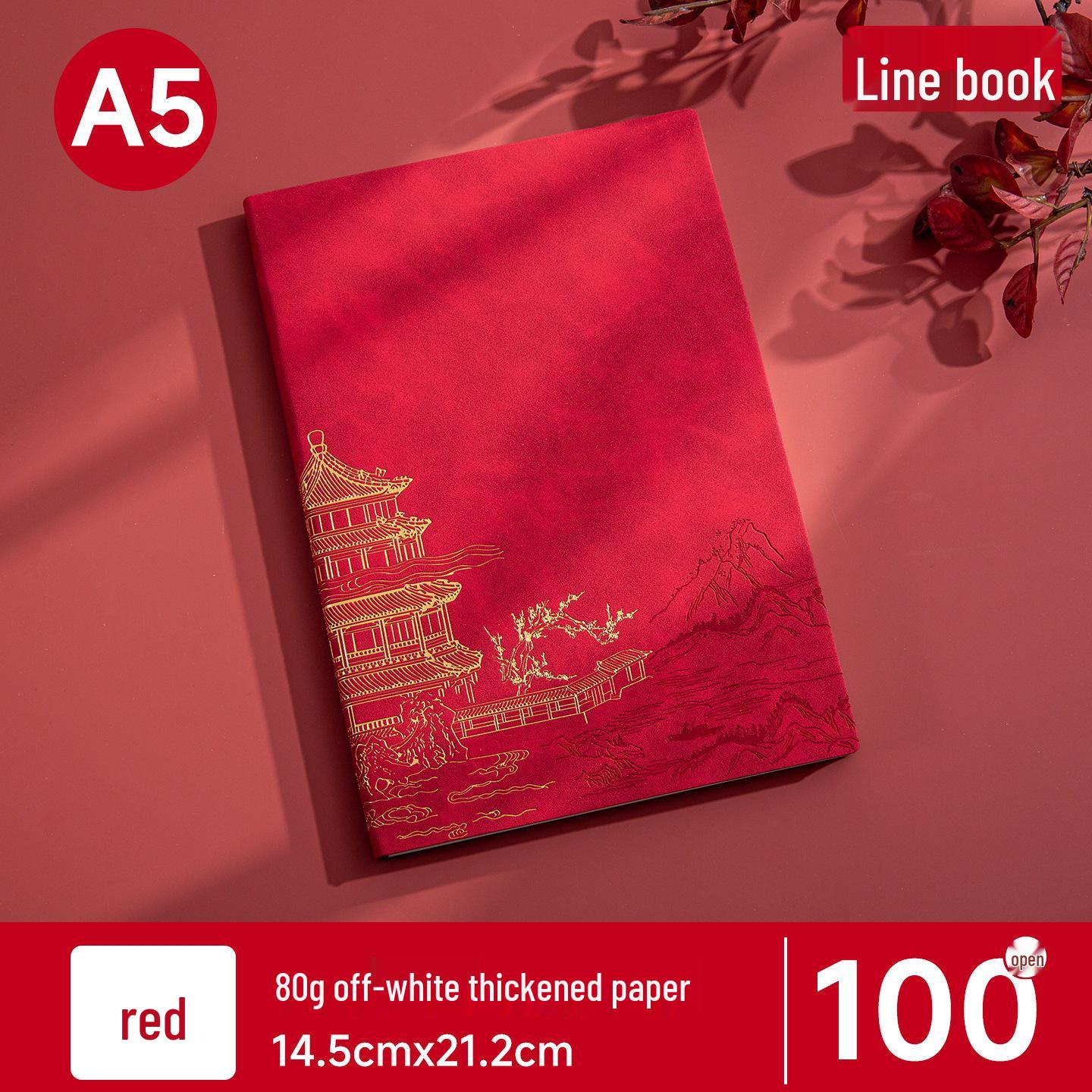 Chinese Style A5 Leather Notebook - Customizable Logo for Office & Study