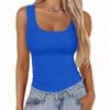 Women's Square Neck Ribbed T-Shirt Sleeveless Stretch Slim Basic Tank Tops for Hot Girls