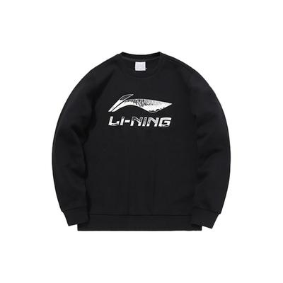 Li Ning Fleecegefütterter Warmer Lässiger Sport-Hoodie für Herren Hoodies Schwarz AWDQC91-6
