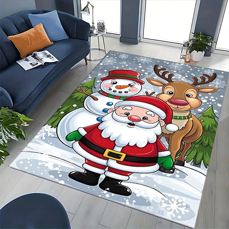 Christmas Santa Claus Snowman Deer Chair Mat - Anime Cartoon Design, Non-Slip Rug for Office, Home Decor, Living Room, Bedroom, Game Room & Dorm Carpe