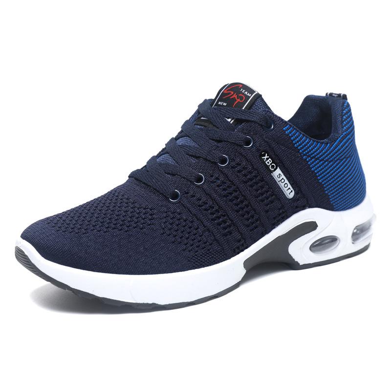 

Обувь мужская новая мужская обувь с воздушной подушкой шнуровка легкая беговая обувь дышащая сетка мягкая подошва спортивная обувь мужская 44 темно-синий