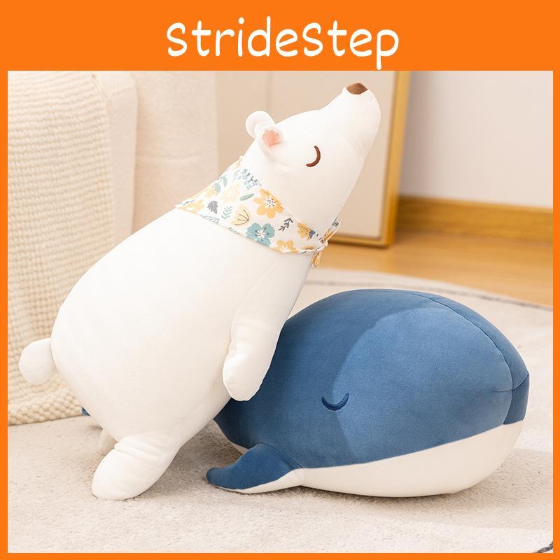 Whale Encounter Cartoon Plush Pillow With Soft Faux Fur For Home Decor